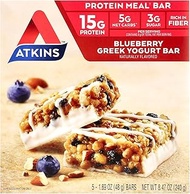 Atkins Protein Meal Bar, Blueberry Greek Yogurt, 5 Bars, 1.69 oz (48 g) Each