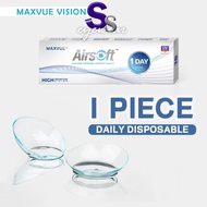 (1 PIECE) Maxvue Airsoft Daily Disposable Loose Piece Clear Lens 1 Day Use Contact Lenses
