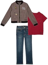 Hudson Kids' 3-Piece Set Including Demin Pants, Short Sleeve Tee Shirt, and a Jacket with Let's Rock