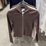 (H&M AUTH 100%) RIBBED ZIPPER HOODIE H&M
