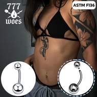 G23 Medical Grade Titanium Navel Piercing F136 Basic Silver Spiral In 14g1.6mm Non-Allergenic Suitab