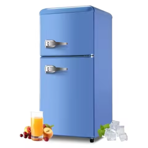 3.5 Cu.ft Refrigerator Fridge with Freezer Retro Design Drink Chiller w/ 2 Door Adjustable Mechanica