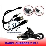 Kabel AUX 2 in 1 Jack 3.5mm Mini USB / Micro USB Charger Input USB Mp3 Audio Cable Speaker Portable 