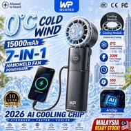 WP SELECTED handheld fan cooling 15000mAh Portable 6 in 1 Fans with 100 Speeds Powerbank Function