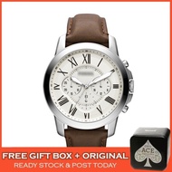 [ORIGINAL] [F BRAND] FS4735 Men's Grant Chronograph Brown Leather Stainless Steel Men Watch Jam Tang