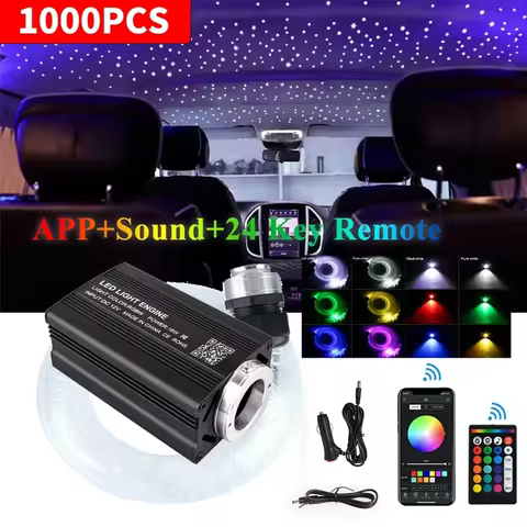 Car Home Use APP Control Fiber Optic Light Kit, 16W RGBW Music Mode Star Ceiling Sky Light with 500/