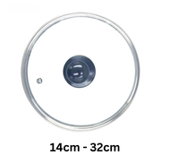 Tempered Glass Cover  12cm / 14cm / 16/ 18cm / 20cm / 22cm / 24cm / 26cm / 28cm / 30cm / 32cm Pot Pan Wok Lid *The design of the pot knob may differ*