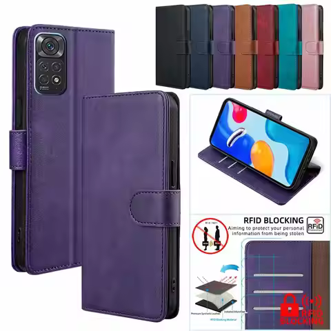 RFID Blocking Card Holder Leather Case Cover For Xiaomi Redmi Note 11 11T Pro Plus redmi 11A note 11