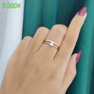 Latest Korean Style Women's Ring Accessories 2 layer Gemstone C0604 Anti-fade
