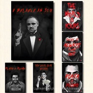 Motivational Poster Mafia Portrait Frameless Painting Gangster Bosses Legends Wall Sticker Scarface 