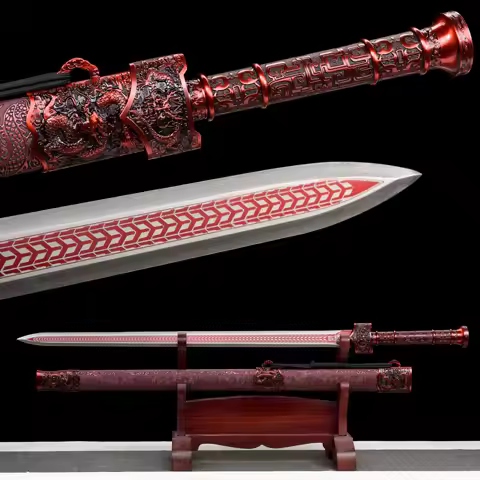 Medieval Dragon King Sword full tang Manganese Steel Combat Preparation Sharp Weapon Traditional Chi
