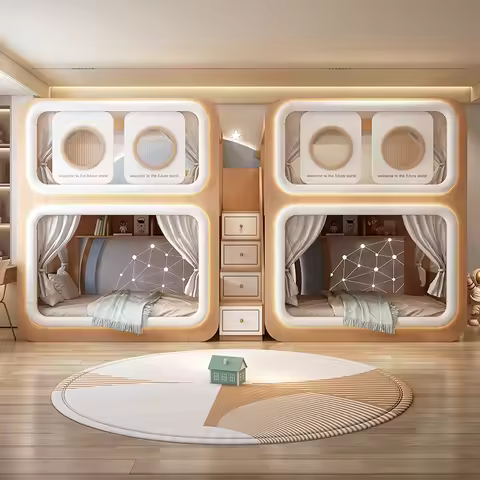 Children's bunk space capsule siblings do not interfere with each other on and off the two-layer hig