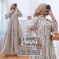 Kanza Dress Wanita Orinaura Gamis Motif Kotak-Kotak Katun Haruka