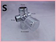 [TYUSKLCVBVL DYIPNOF 132] G1/2ตัวแบ่งน้ำสีดำแบบ One-In-Two-Out สามทางอะแดปเตอร์วาล์วก๊อกน้ำฝักบัวแบบ