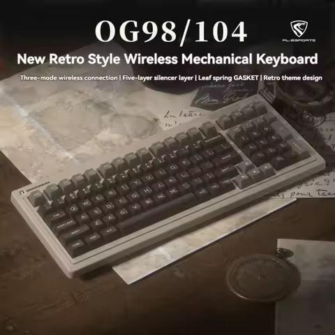 FL·ESPORTS OG104/98 Mechanical Keyboard Wireless Tri-Mode GASKET Hot-swap RGB Custom 98% Retro Offic