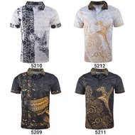 Men Collar T-shirt Microfiber Material Batik Full Print | Baju T-shirt Corak Batik Lelaki Full Print | Size M - 2XL