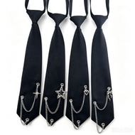 Chain Tie Female ins Free Metal Pendant Chain Fashion Male Black jk Preppy Punk Style Children Star 