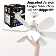 Large 52cm Socket Fan Light, Ceiling Fan with Light and Remote Control, E26/E27 Ceiling Fan, Dimmabl