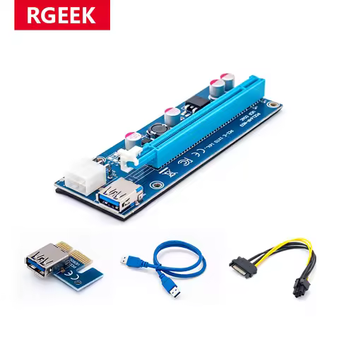 RGEEK Ver006C 6pin PCIe 1x to 16x Express Riser Card Graphic pci-e riser Extender 60cm USB 3.0 Cable