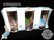 藍河馬X 全新 正版 彼得兔 Peter Rabbit 公仔 玻璃杯 一套 Frederick Warne &amp; Co 1993 MADE IN ENGLAND
