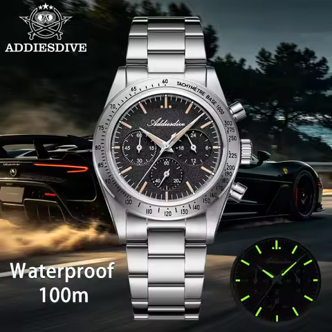 ADDIESDIVE NEW Chronograph Watch 0S20 Movement C3 Luminous 316L Stainless Steel Diving 100m Waterpro