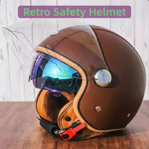 DOT ECE Approved Retro 3/4 Open Face Motorcycle Helmet Chopper Vintage Scooter Motorbike Men Women C