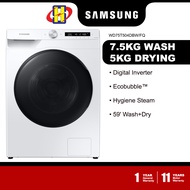 Samsung Washer Dryer (7.5KG/5KG) Inverter Ai Ecobubble™ WiFi SmartThings Front Load Washer WD75T504DBW/FQ