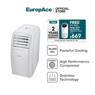 EuropAce 20K BTU Portable Aircon | EPAC 20A | 3-In-1: Aircon, Dehumidifier, Fan & Powerful  with 1 y