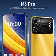 NEW M6 Pro 4G/5G Smartphone  7.3-inch Ultra Clear Screen Memory 12GB RAM+512GB ROM Battery 6800Mah Android 13