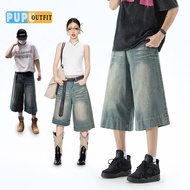 Baggy Jeans Y2K Wide Leg Cropped Denim Shorts Straight-Leg Pants For Women