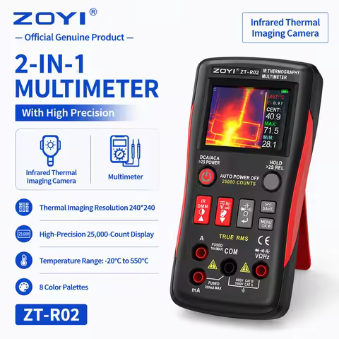 ZOYI ZT-R02 HD Infrared Thermal Imaging Multimeter 2-in-1 for Industrial Electrical Equipment Diagno