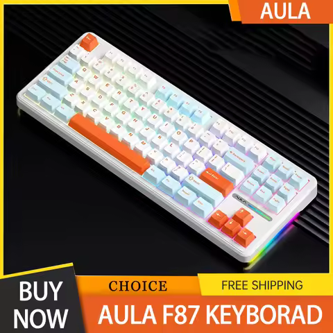 Aula F87 Pro Mechanical Keyboard 2.4g/Usb/Bluetooth Tri Mode Customized Keyboard 87 Key Hotswap Rgb 