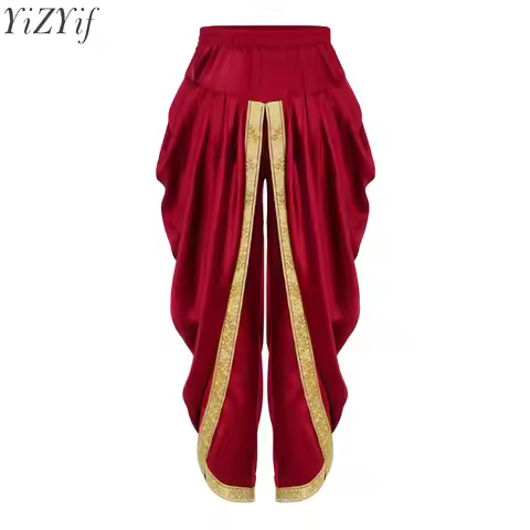 Kids Boys Satin India Dhoti Pants Casual Elastic Waistband Draped Baggy Trousers for Halloween Theme