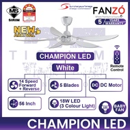 [NEW2022] FANZÓ CHAMPION LED Fan 56Inch 5 Blades 7 Speed DC Motor 3Colour LED Light FANZO Ceiling Fa