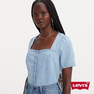 Levis 女款 方低領短袖牛仔襯衫 / 輕磅丹寧 人氣新品