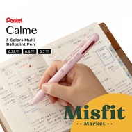Pentel Calme 3 Color Multi Ballpoint Pen Colorful Ink Pen 0.35 0.5 0.7 mm 3C