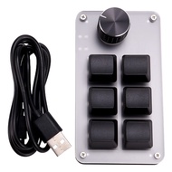 6 Key 1 Knob Copy Paste Mini Button Wired RGB Mini Mechanical Keyboard for Gamers/Designers/Video Ed