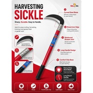 Harvesting Sickle- Long Handle  Heavy Duty Steel Blade Weed Trimmer.