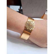 Women's Titanium Bracelet Gold Elegant Floral Motif bgt875