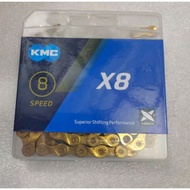 Original KMC X8 gold 8-speed bicycle chain
