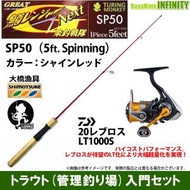 【ライトゲーム・トラウト・アジ入門セット】●鱒レンジャー ネクスト SP50 シャインレッド＋ダイワ　20 レブロス LT1000S