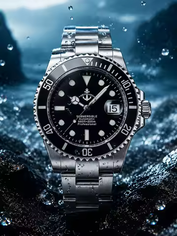HRUODLAND Automatic Dive Watch Submarine Style for Men Sapphire Crystal PT5000 Mechanical Movement 2