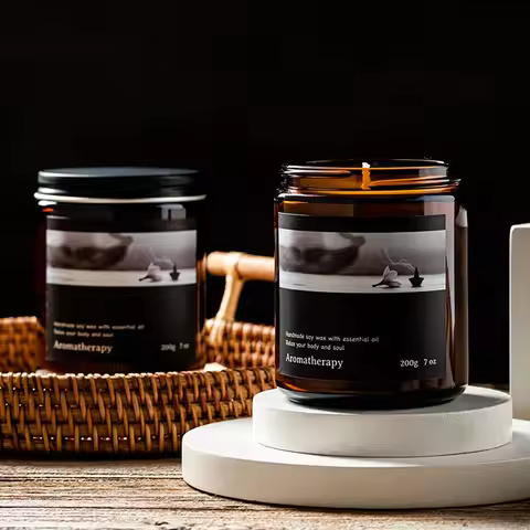 7 Oz Premium Amber Glass Jar Soy Wax Scented Candle Smokeless Serenity Fragrance Home Spa Holiday Gi