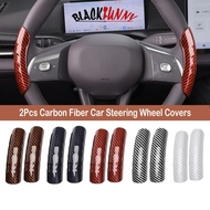 BLACKFUNNY 2Pcs Universal Carbon Fiber Car Steering Wheel Cover Anti-slip Gloss Wrap Car Interior Sp