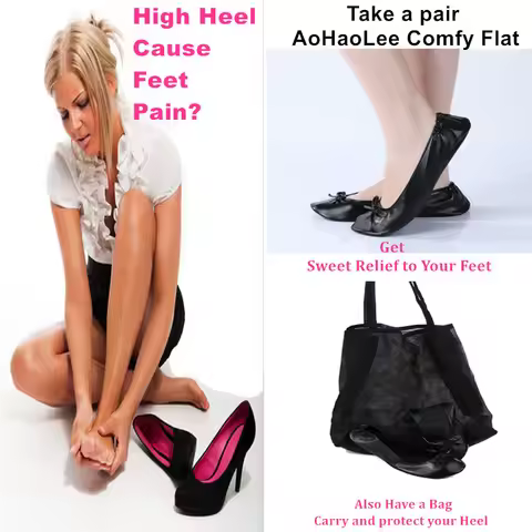 Aohaolee Soft&Comfortable Women Shoes Foldable Ballet Flat Take You Sweet Relax&Relief From Heel Pai