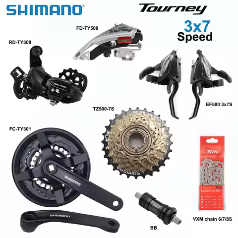 SHIMANO Tourney 3x7 Speed Groupset Include EF500 or M315 Shifter TY300 Rear Derailleur TZ500 Cassett