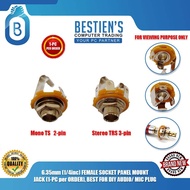 6.35mm (1/4inc) FEMALE SOCKET PANEL MOUNT JACK (1-PC per ORDER), BEST FOR DIY AUDIO/ MIC PLUG