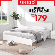 FINSSO: SNOW SERIES QUEEN SIZE WOODEN BED FRAME WITH HEADBOARD