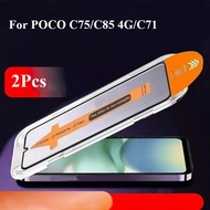 2Pcs for POCO C75 C71 C85 Tempered Glass Full Cover Glue Easy Installation Dust Free Screen Protecto