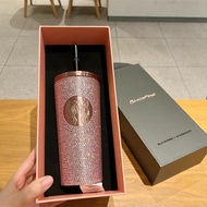 แก้วสตาร์บัค × Blackpink เพชรกล่องของขวัญจำกัดเพชร304สแตนเลสแก้วเก็บความร้อนแก้วแบบมีหลอดแก้วกาแฟเก็